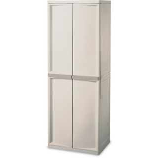 Sterilite 01428501 4 Shelf Utility Cabinet with Putty Handles, Platinum