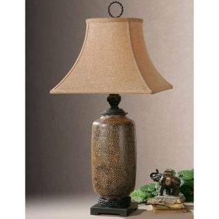 Uttermost Andar Plated Coffee Metal Rusted Beige Fabric Table Lamp