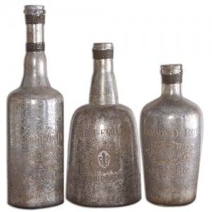 Uttermost 19753 Lamaison Mercury Glass Bottles S/3