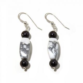 Jay King Howlite and Obsidian Drop Sterling Silver Earrings   7902716