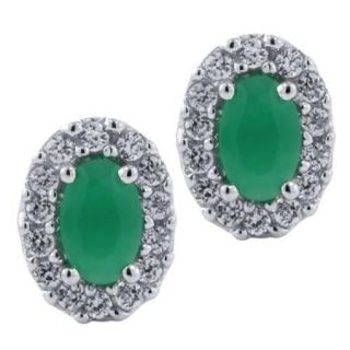 Stunning Green Emerald Color CZ Sterling Silver Round Shape Earrings