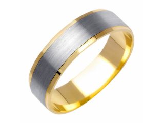 Brushed Surface Fancy Women's 6 mm 14K Two Tone Gold Wedding Band