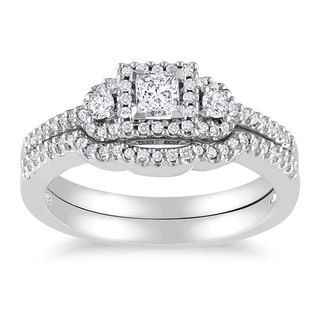 Miadora 14k White Gold 1/2ct TDW Diamond Bridal Ring Set (H I, I1 I2)