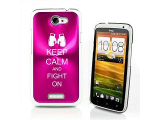 Hot Pink HTC One X Aluminum Plated Hard Back Case Cover P406 Keep Calm and Fight On