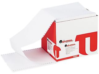 Universal
Computer Paper, 20lb, 9 1/2 x 11, Letter Trim Perforations, White, 2400 Sheets