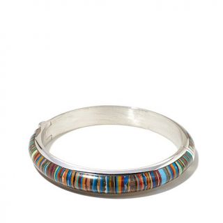 Jay King Inlaid Rainbow Calsilica Sterling Silver Bangle Bracelet   7607952