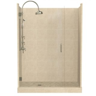 American Bath Factory Panel Medium Fiberglass and Plastic Composite Wall and Floor Alcove Shower Kit (Actual: 86 in x 34 in x 60 in)