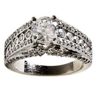NEXTE Jewelry 14k White Goldplated CZ Florentine Bridal style Ring