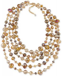 Carolee Top Of The Rock Gold Tone Beaded Torsade 5 Row Necklace