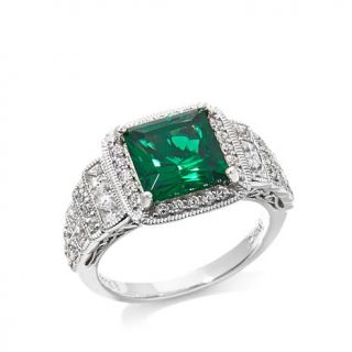 Xavier 3.38ct Absolute™ Simulated Emerald Sterling Silver Ring   7652227