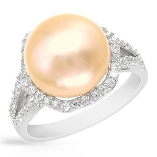 Ring with 0.58ct TW Cubic Zirconia and 12mm Freshwater Pearl of .925