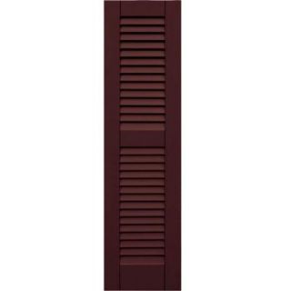 Wood Composite 12 in. x 45 in. Louvered Shutters Pair #657 Polished Mahogany 41245657