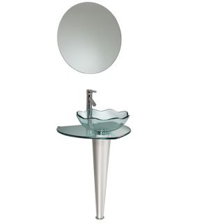 Fresca Netto Glass/ Stainless Steel Bathroom Vanity with Wavy edge