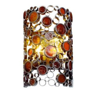 Varaluz Fascination 2 Light Glossy Bronze Outdoor Sconce with Amber Glass 765KM02