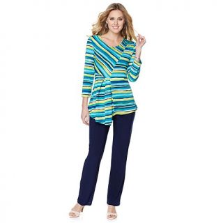 Slinky® Brand Striped Tunic and Solid Pant Set   7982598