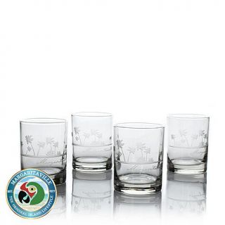 Margaritaville Set of 4 Etched Double Old Fashioned Glasses   7799353