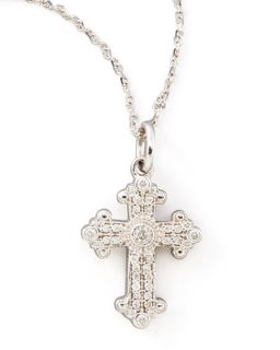 KC Designs Byzantine Cross Necklace, White Gold