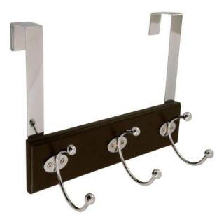 Richelieu Hardware 12 in. Over Door Expresso Board with 3 Chrome Cresent Hooks 17352