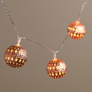 Copper Orb LED 10 Bulb Battery Operated String Lights