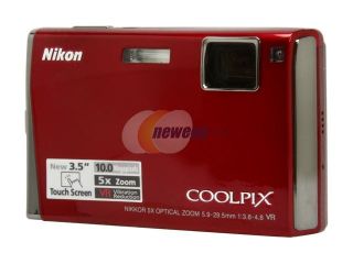 Nikon COOLPIX S60 Crimson Red 10.0 MP 5X Optical Zoom Digital Camera