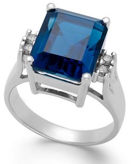 London Blue Topaz (7 ct. t.w.) and Diamond (1/8 ct. t.w.) Ring in 14k