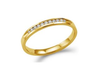 14k Yellow Gold Round Cut Eleven Diamond Ladies Womens Channel Set 11 Stone Wedding or Anniversary Ring Band (1/8 cttw, G   H Color, SI2 Clarity)