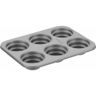 Cake Boss Novelty Bakeware Nonstick 6 Cup Round Cakelette Pan, Gray