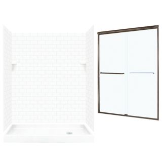 Swanstone White Solid Surface Wall and Floor 5 Piece Alcove Shower Kit (Common: 60 in x 32 in; Actual: 72.5 in x 60 in x 32 in)
