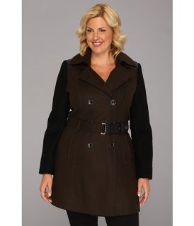 dkny trench w boiled wool sleeve coat