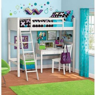 your zone zzz collection loft bed with mattress, white