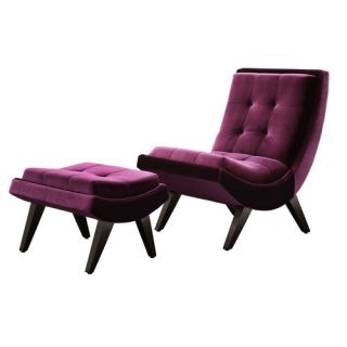 House of Hampton Charlotte Velvet Curved Chair and Ottoman Set