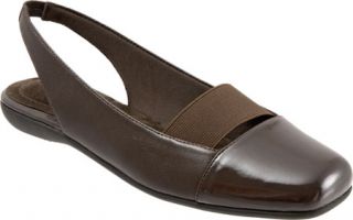 Womens Trotters Sarina Slingback   Dark Brown Burnished Soft Kid/Patent Synthetic