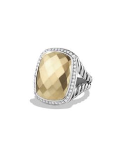 David Yurman Albion Ring with Diamonds and Gold, Size 7