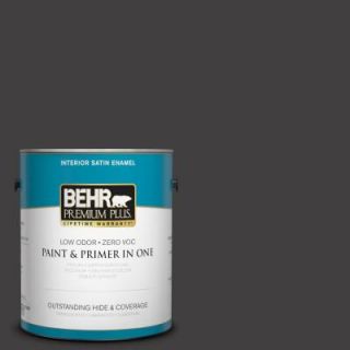 BEHR Premium Plus 1 gal. #N510 7 Blackout Satin Enamel Interior Paint 730001