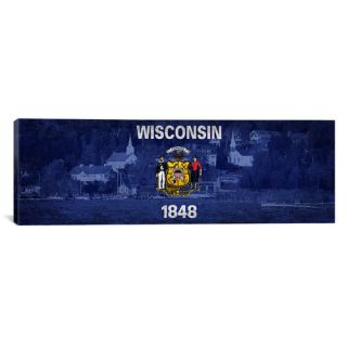 Wisconsin Flag, Door County Panoramic Graphic Art on Canvas