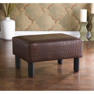 Southern Enterprises 10" Alligator Print Foot Stool in Faux Leather Finish   BC5980R