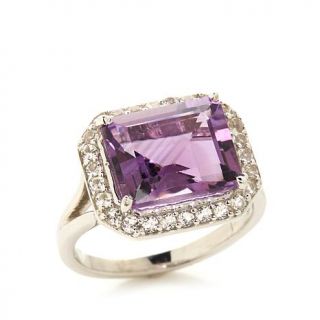 Ravenna Gems 4.88ct Octagonal Amethyst and White Topaz Sterling Silver Ring   7933185