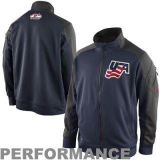 Nike USA Hockey Speed Knit Full Zip Performance Jacket   Charcoal/Navy Blue
