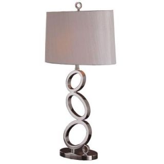 26.5 in. Polished Chrome Balanced Ovals Chrome Table Lamp with Beige Silk Shade 09T529