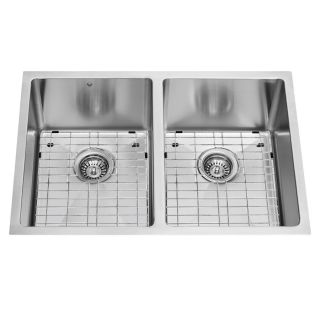 VIGO 16 Gauge Double Basin Undermount Stainless Steel Kitchen Sink