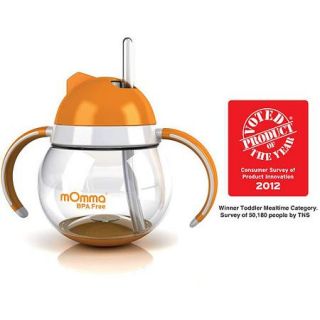 Lansinoh   mOmma Straw Cup with Dual Handles, BPA Free, Orange