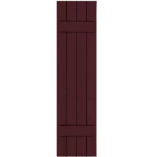 Winworks Wood Composite 15 in. x 61 in. Board & Batten Shutters Pair #657 Polished Mahogany 71561657