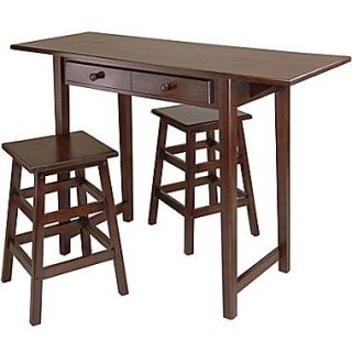 Winsome Mercer 33.86 x 49.76 x 18.48 Wood Double Drop Leaf Table With 2 Stool, Cappuccino
