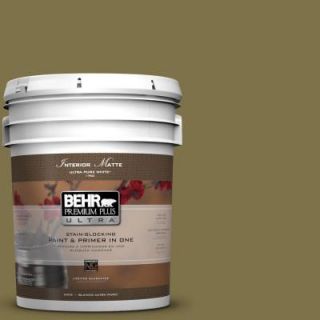 BEHR Premium Plus Ultra 5 gal. #S330 7 Olive Shade Matte Interior Paint 175305