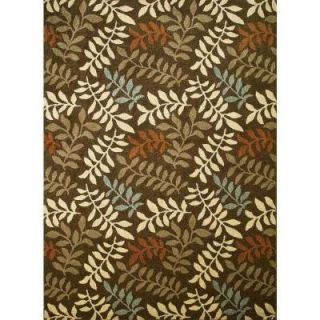 Concord Global Trading Chester Leafs Brown 5 ft. 3 in. x 7 ft. 3 in. Area Rug 97885