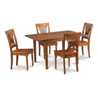 Wooden Imports Furniture PSPL5 SBR W 5PC Picasso Rectangular Table and 4 Plainville Wood Seat Chairs   Saddle Brown