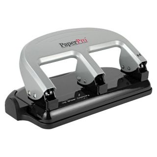 PaperPro® 40 Sheet Rubber Base Traditional Three Hole Punch   Black