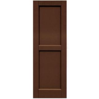 Winworks Wood Composite 15 in. x 44 in. Contemporary Flat Panel Shutters Pair #635 Federal Brown 61544635