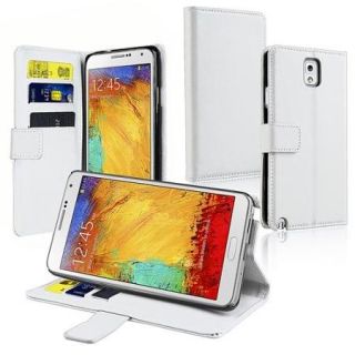 Insten WHITE LEATHER WALLET CASE FOR SAMSUNG GALAXY NOTE 3 N9000