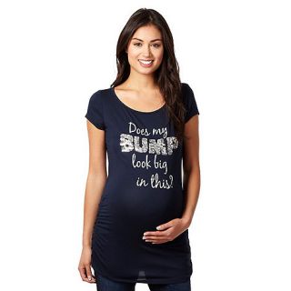 Red Herring Maternity Navy sequinned slogan maternity top
